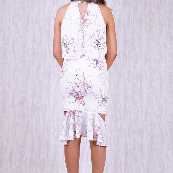 Floral Fitted Halterneck Midi Dress - Picture 5 of 5